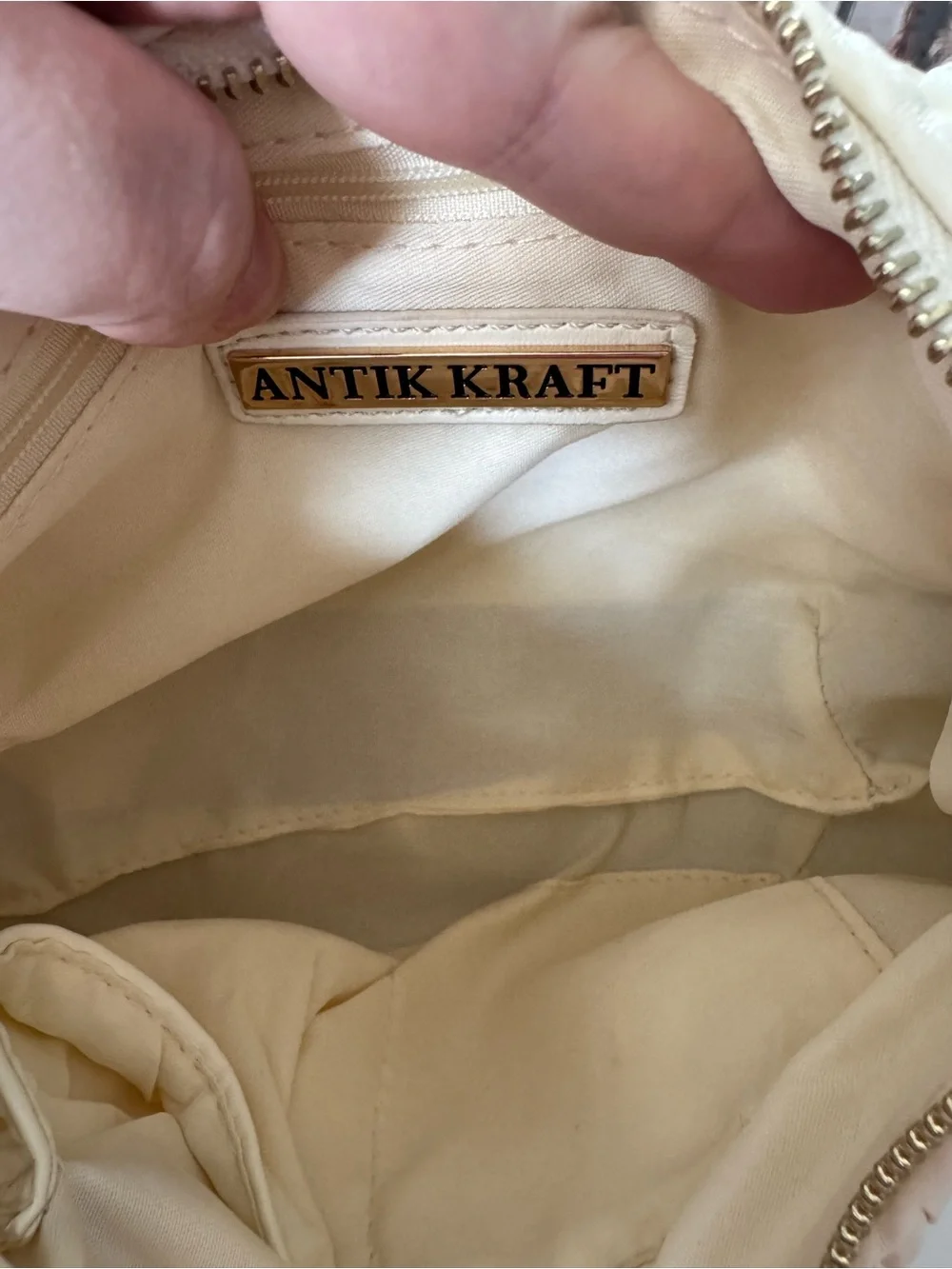 Antik Kraft Woven Crescent Shoulder Bag in Cream